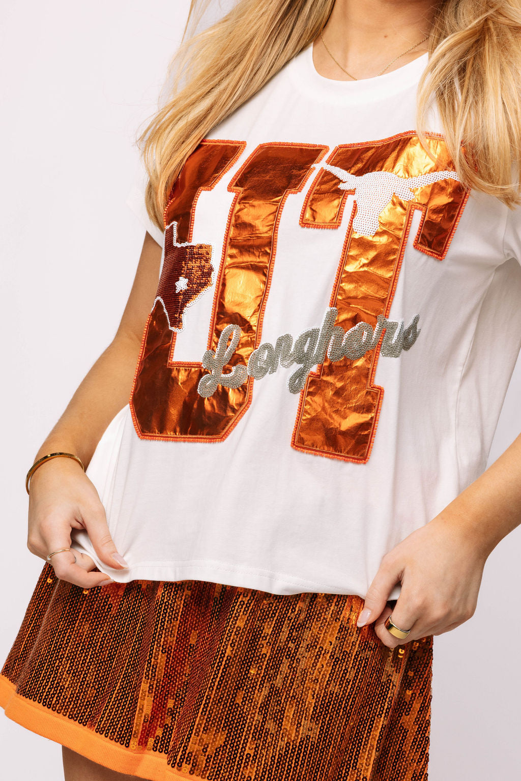Licensed Texas Metallic Word with Icons Tee