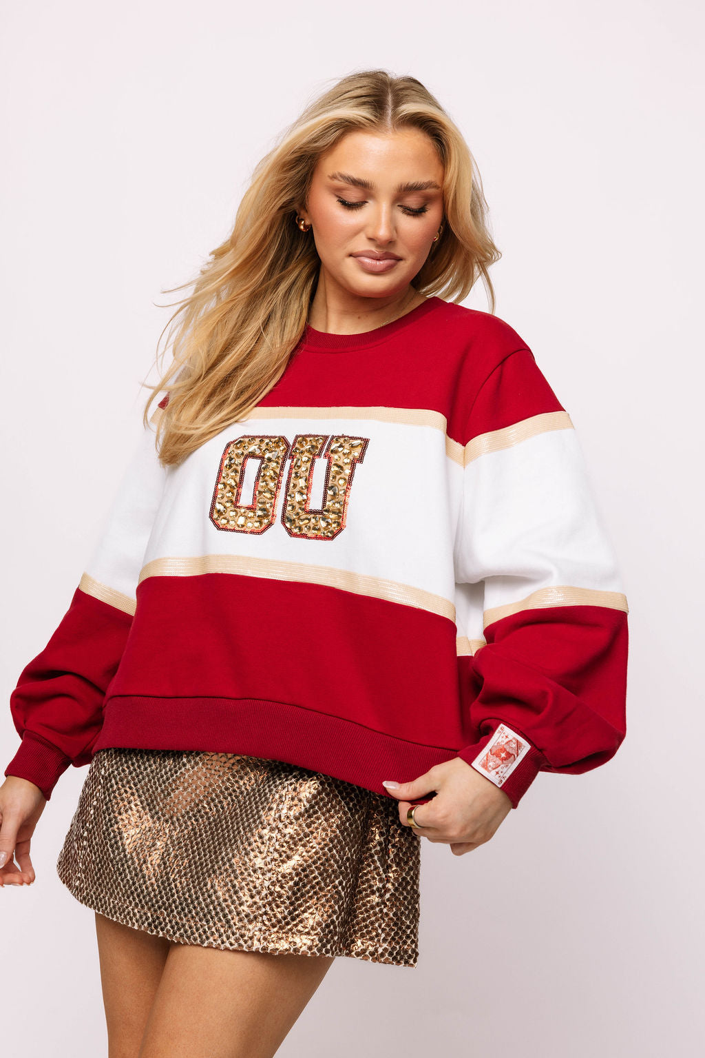 Licensed 'OU' Colorblock Jewel Letter Sweatshirt