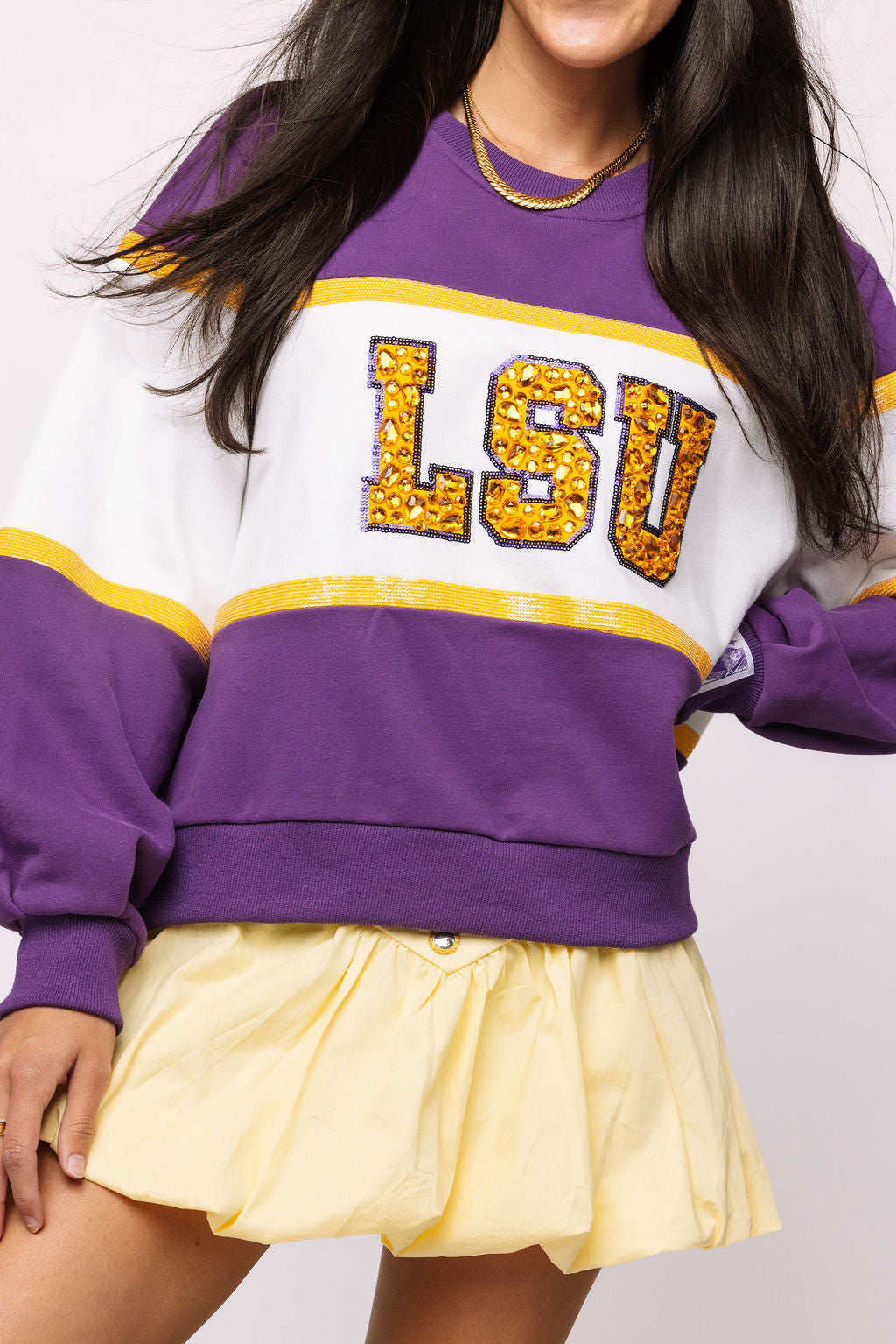 Licensed 'LSU' Colorblock Jewel Letter Sweatshirt