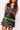 Black Rainbow Tiger Denim V Neck Dress