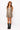 Tan with Black Tiger Denim V Neck Dress