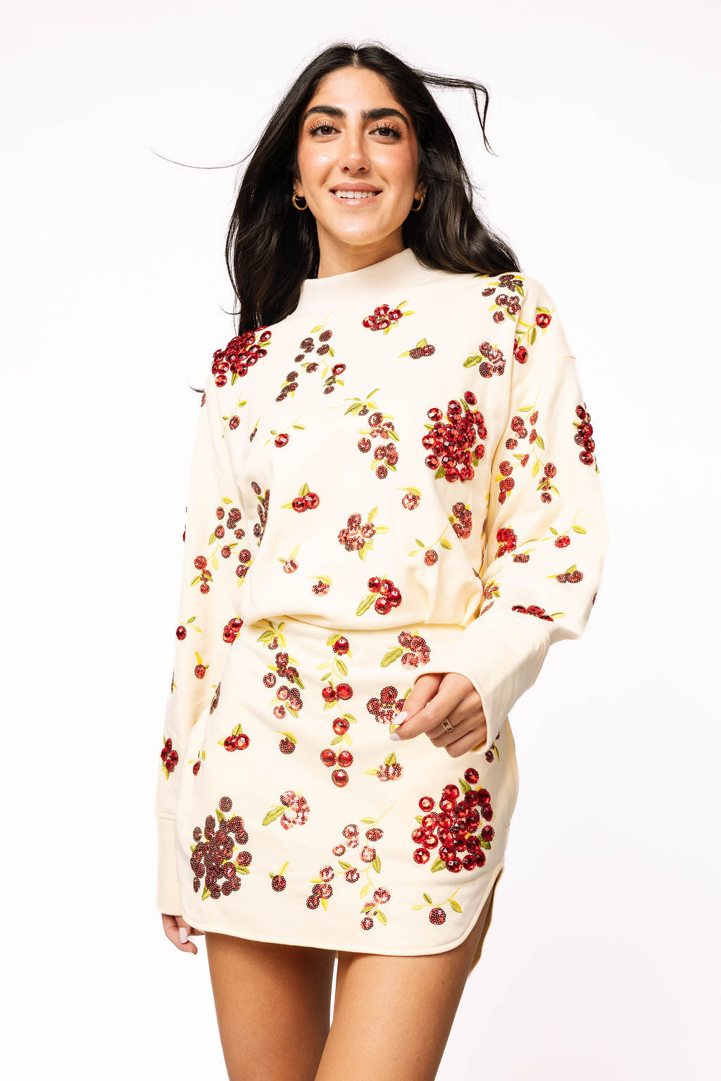 Sample Pale Yellow Cranberries Long Sleeve Dress