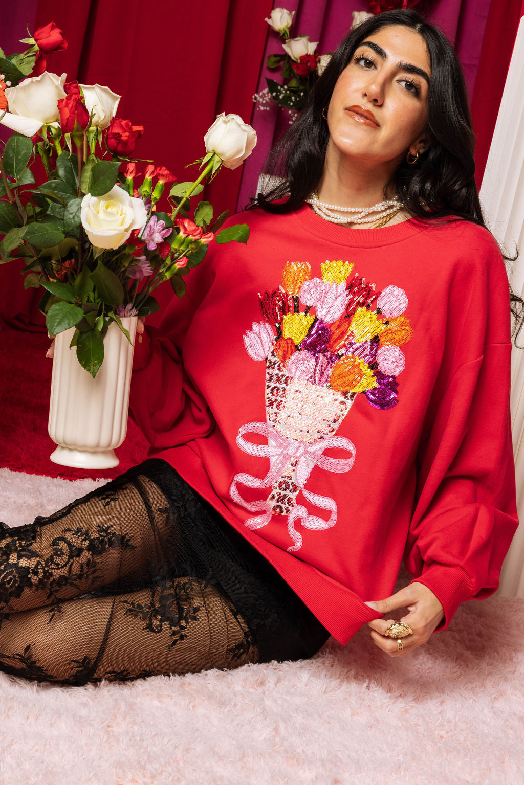 Red Valentines Bouquet Sweatshirt