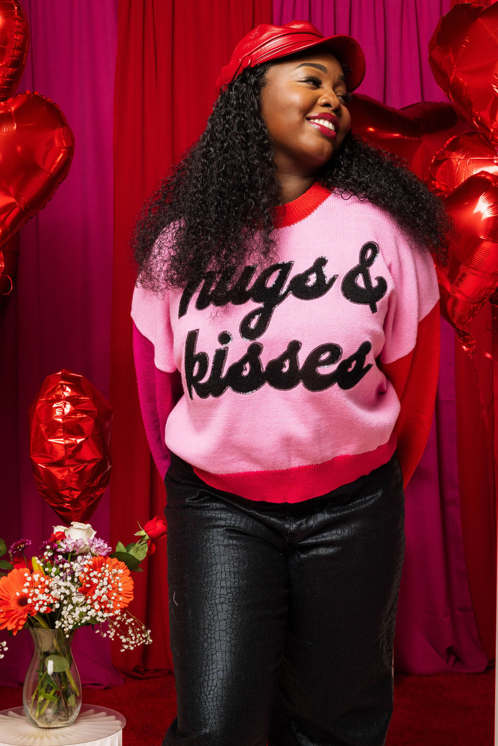 Pink Colorblock Hugs & Kisses Sweater