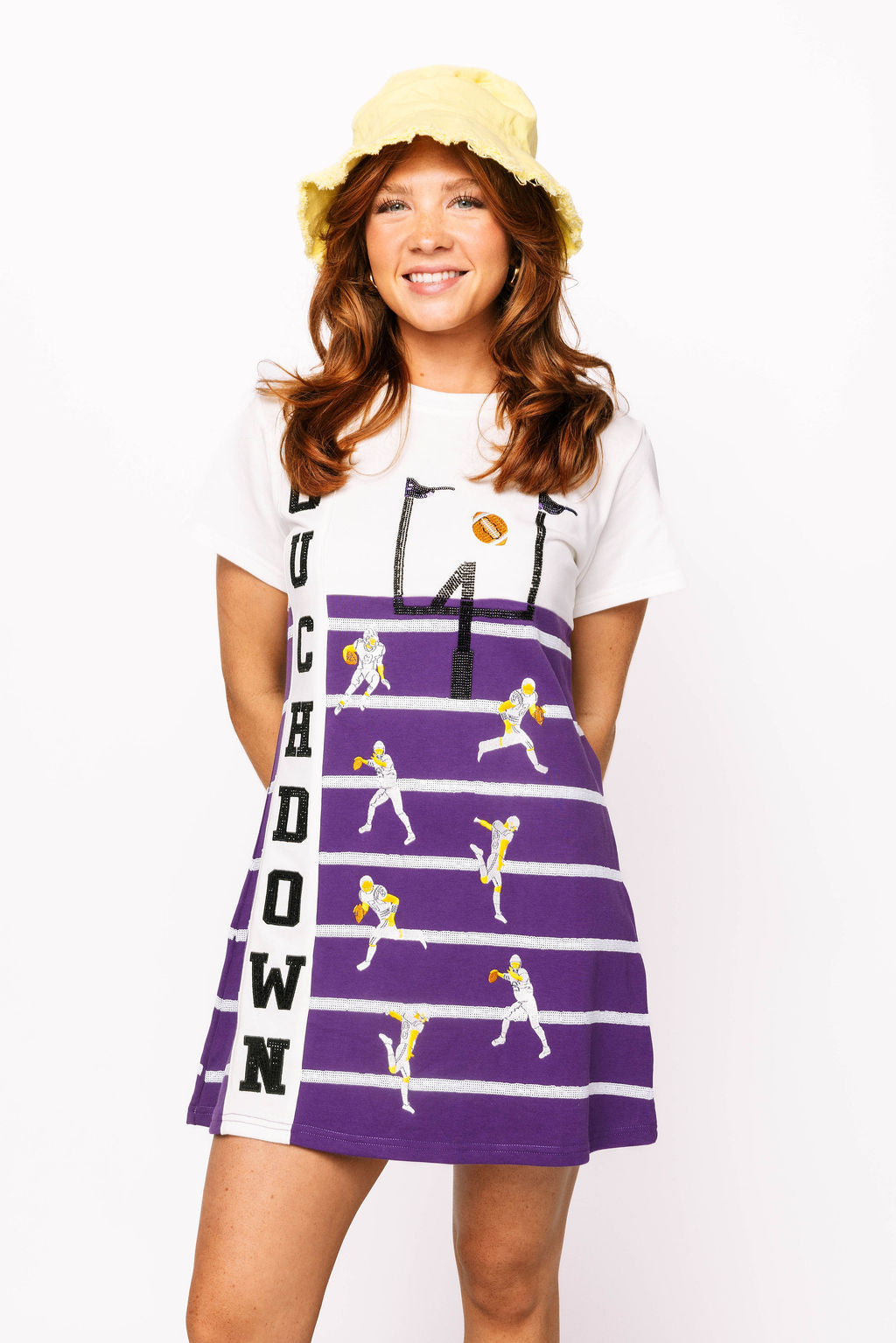 SAMPLE - Purple & White Touchdown Football Field Tee Dress