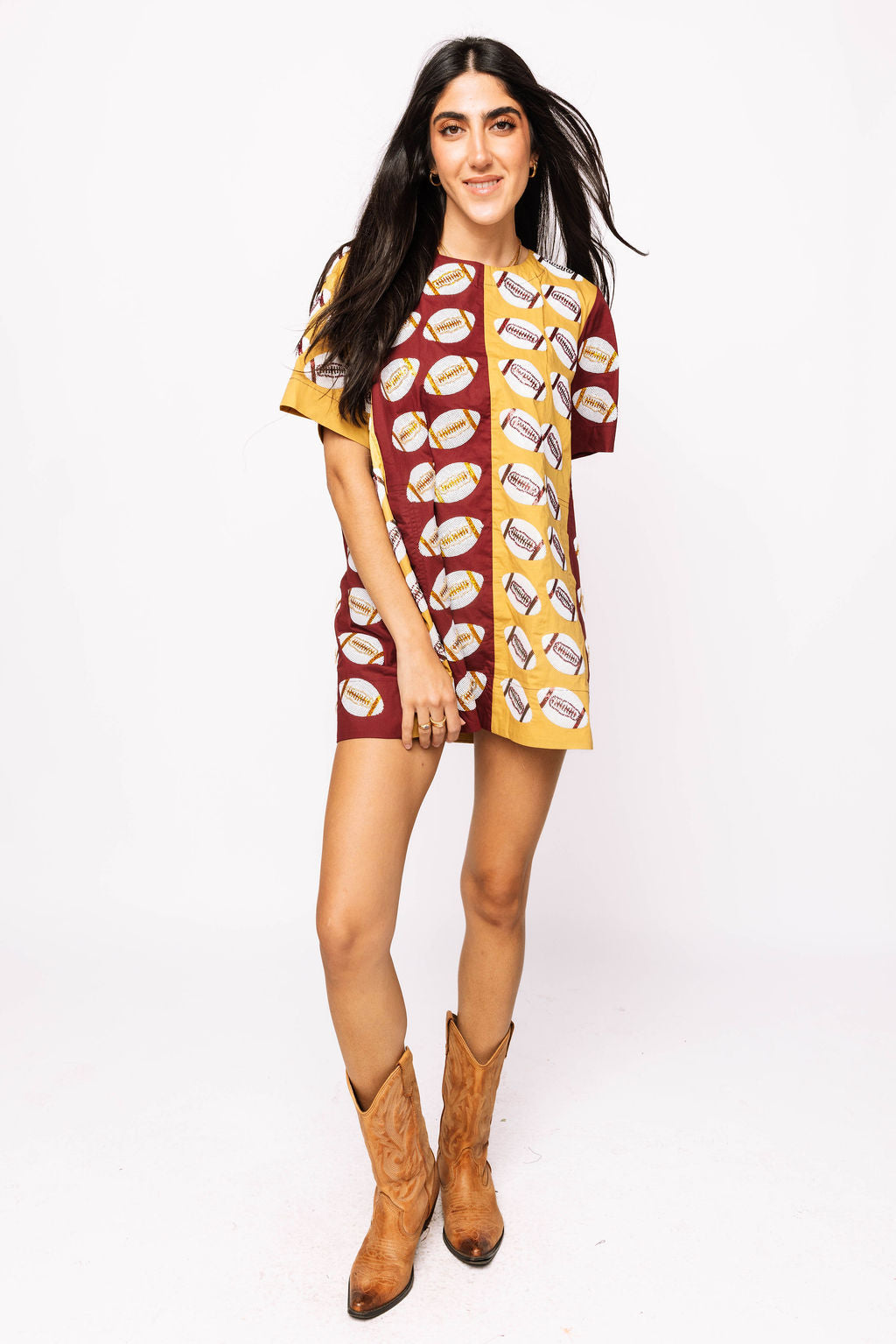 SAMPLE - Maroon & Gold Colorblock Football SS Dress