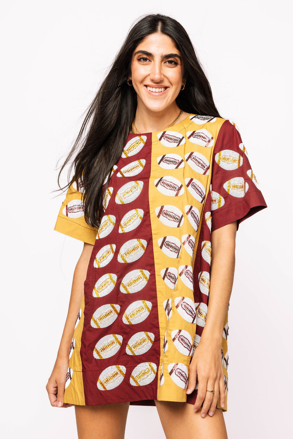 SAMPLE - Maroon & Gold Colorblock Football SS Dress