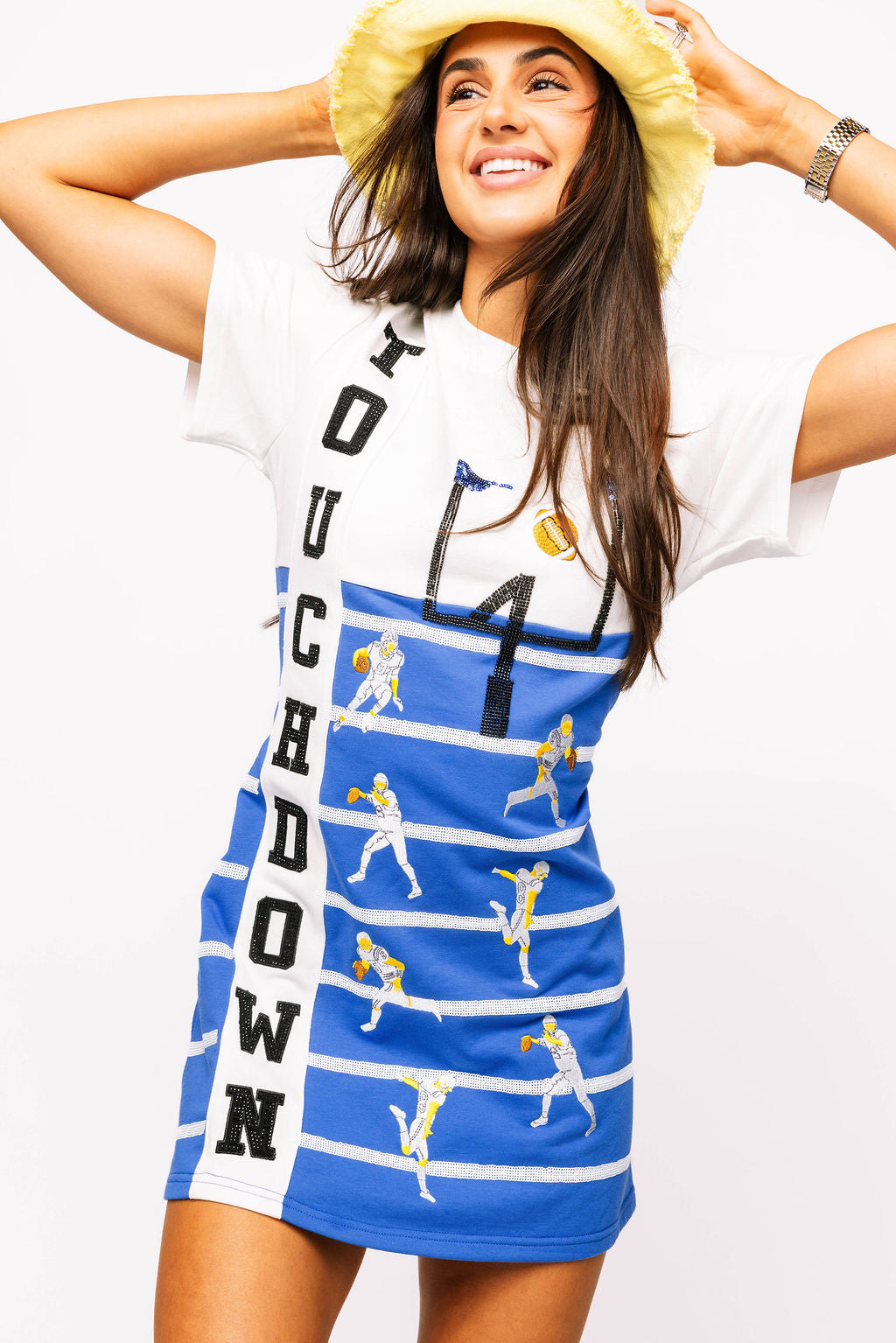 SAMPLE - Royal & White Touchdown Football Field Tee Dress