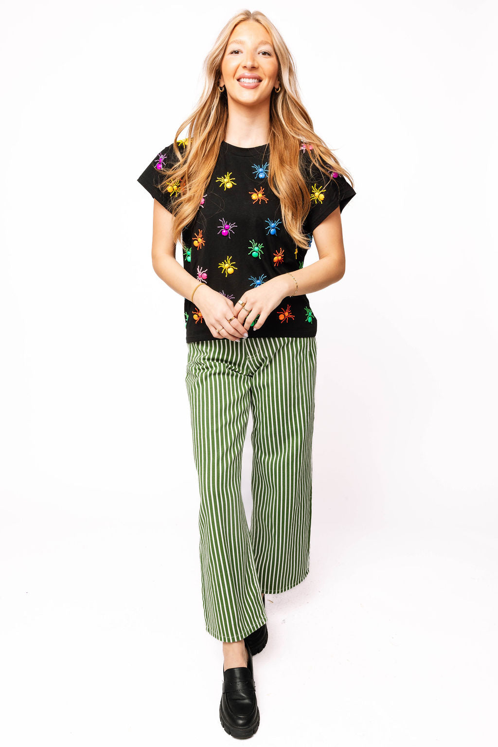 Black Multi Beaded Spider Tee