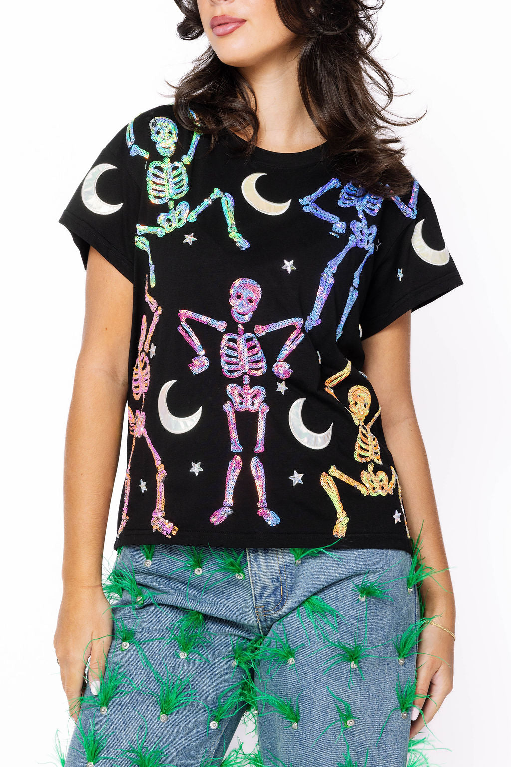 Black & Multi Dancing Skeleton Tee