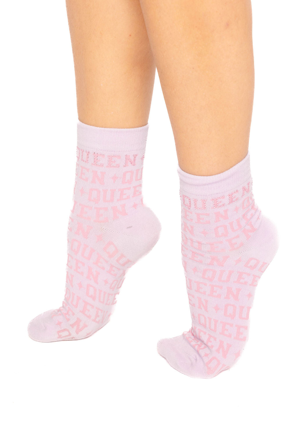Lilac & Pink Rhinestone Queen Socks