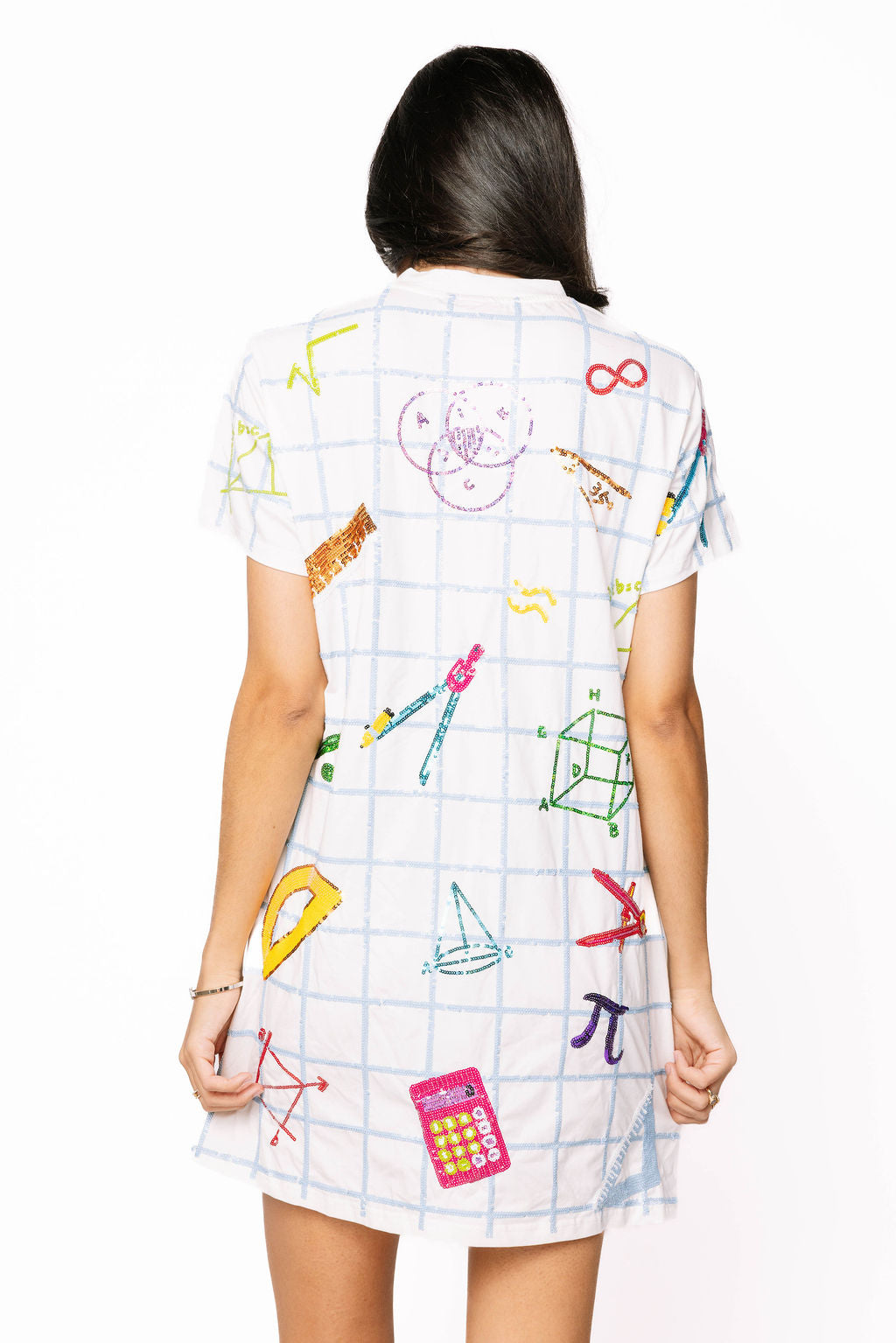 SAMPLE -  White Graph Paper & Math Supplies Tee Dress