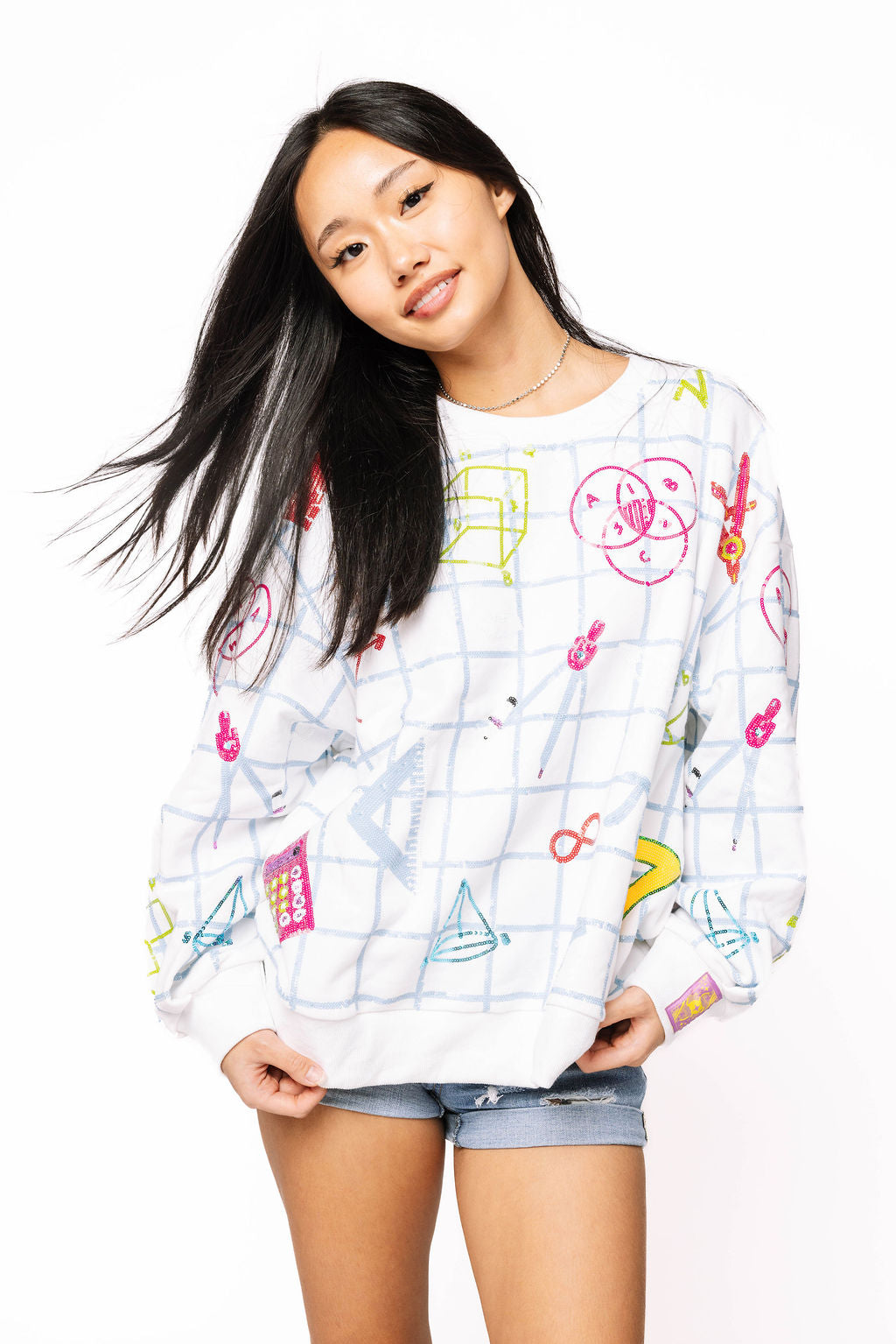 SAMPLE -  White Graph Paper & Math Supplies Sweatshirt