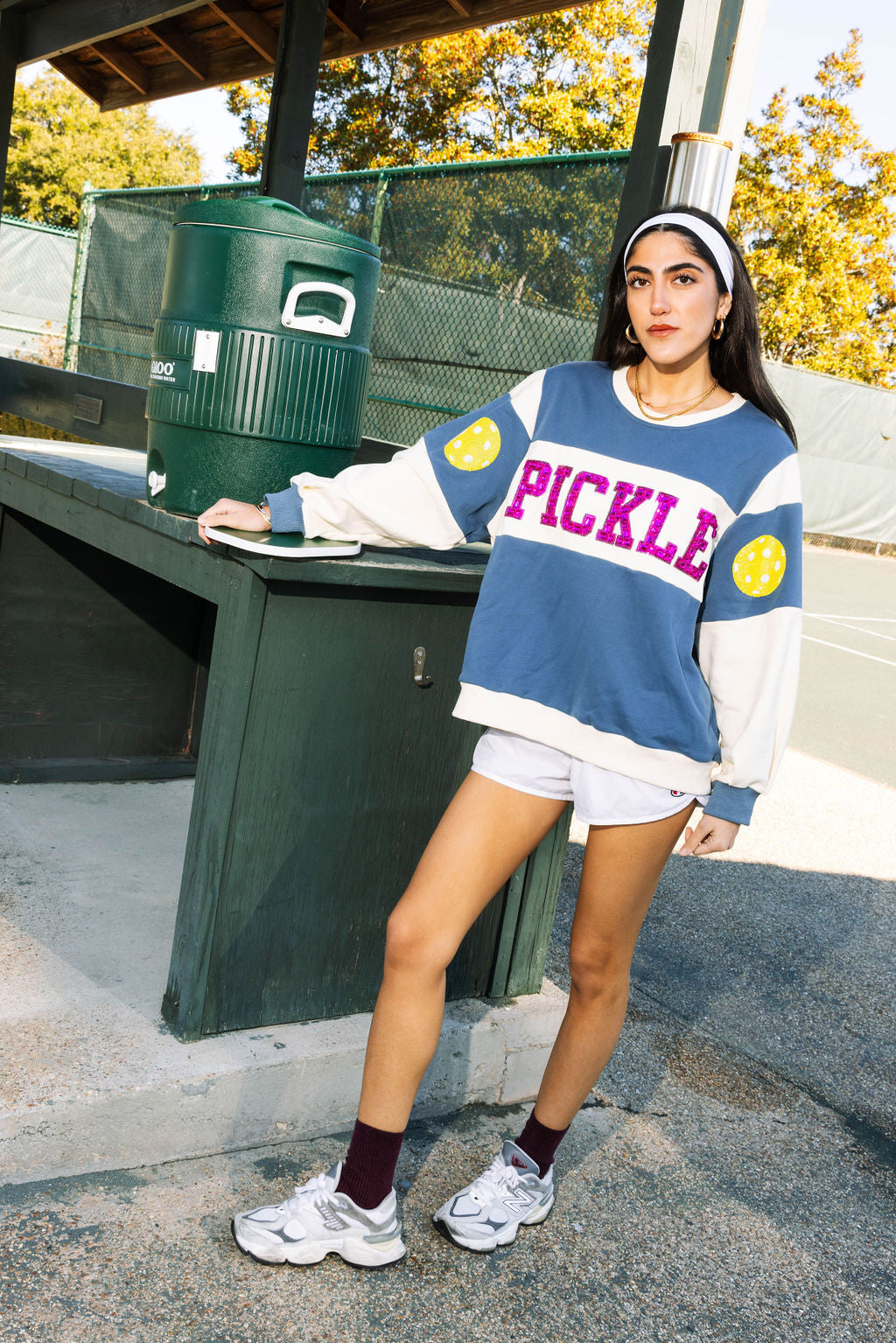 Navy, Cream & Pink Jewel Pickle Ball Sweatshirt