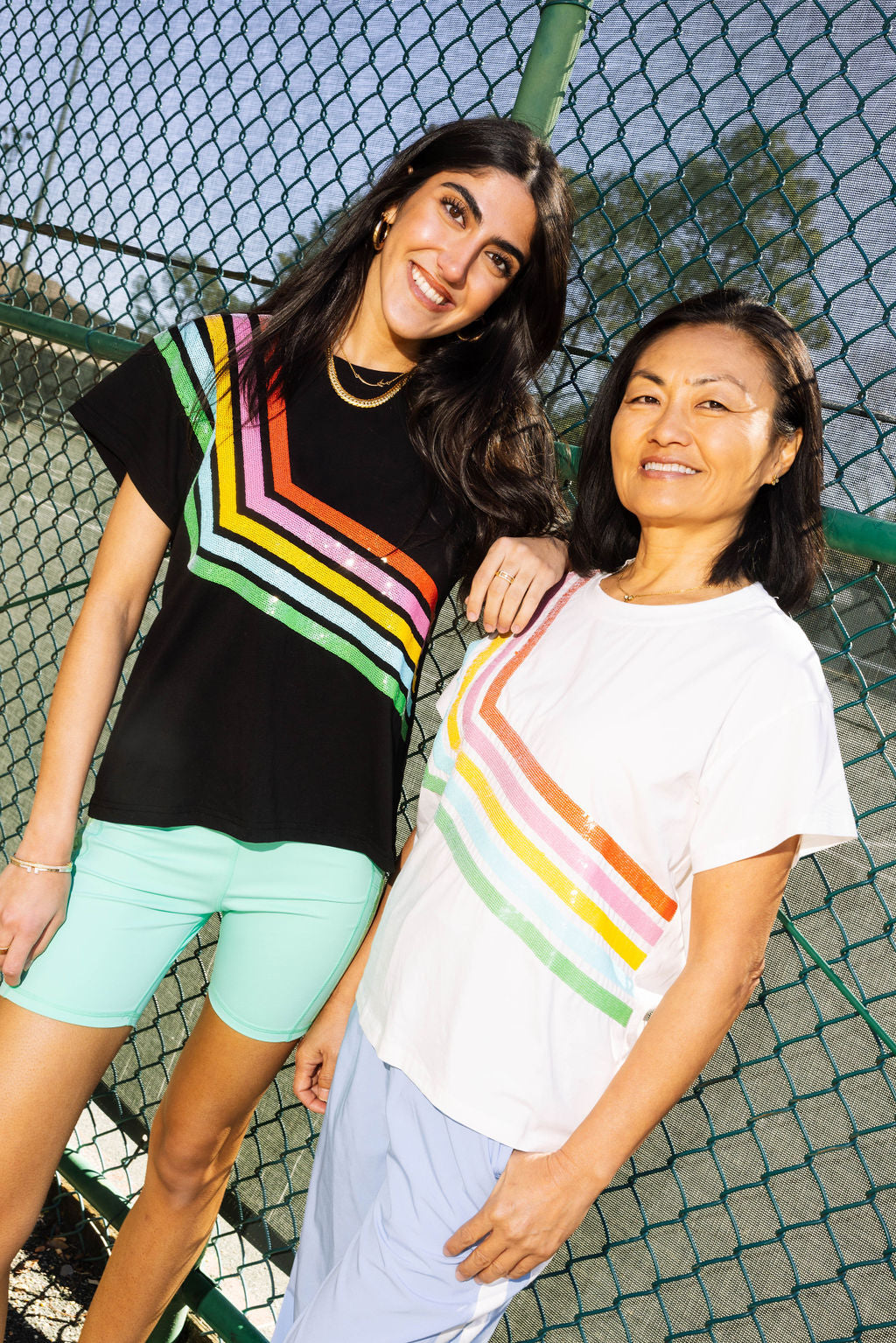 Black Diagonal Rainbow Stripe Tee