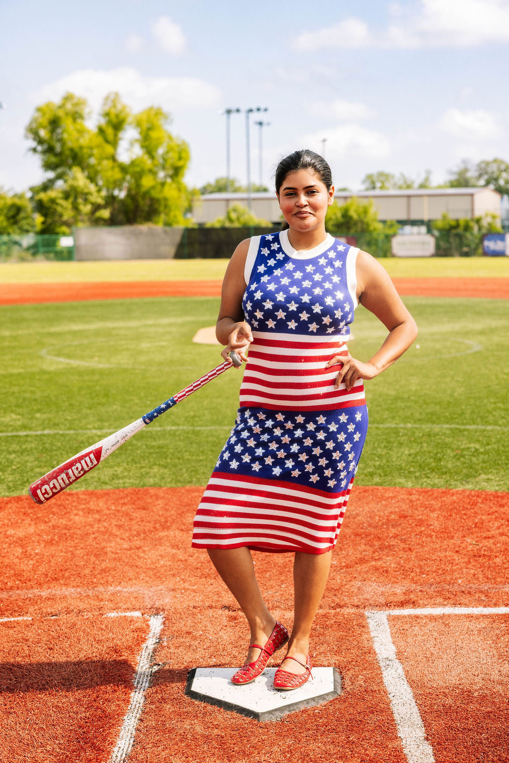 Knit American Flag Stripe Midi Dress – Queen of Sparkles
