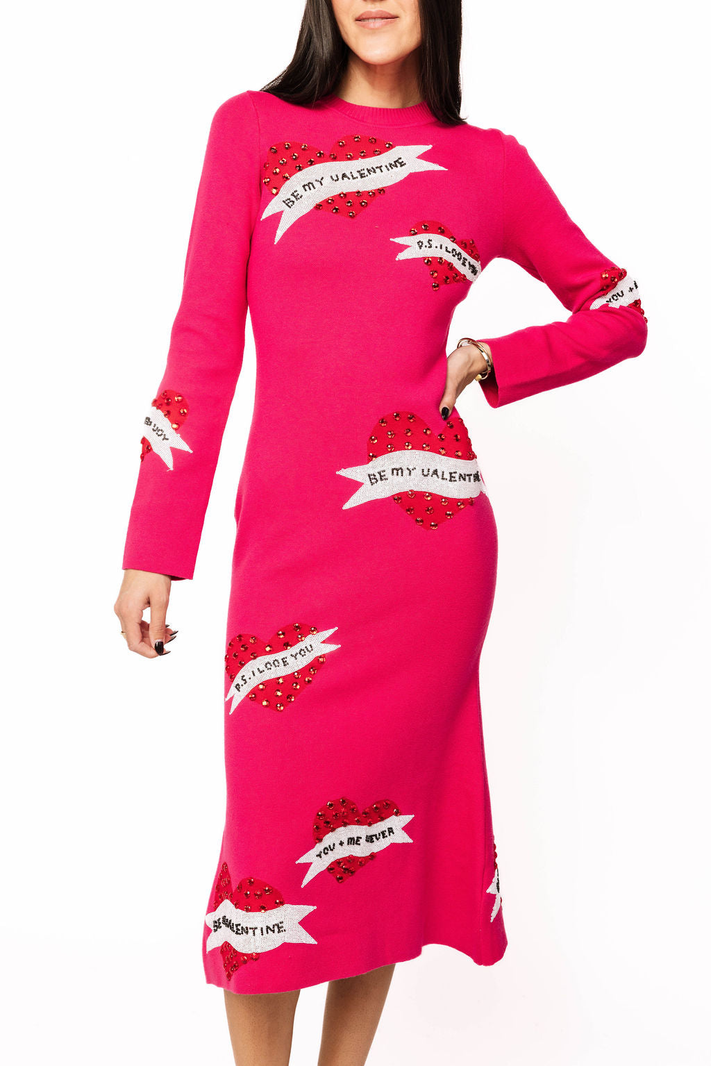 strapless open back dress Hot Pink Jeweled Valentines Day Saying On Heart Knit Midi Dress XXXL / PRSP2615 strapless open back dress Hot Pink Jeweled Valentines Day Saying On Heart Knit Midi Dress XXXL / PRSP2615