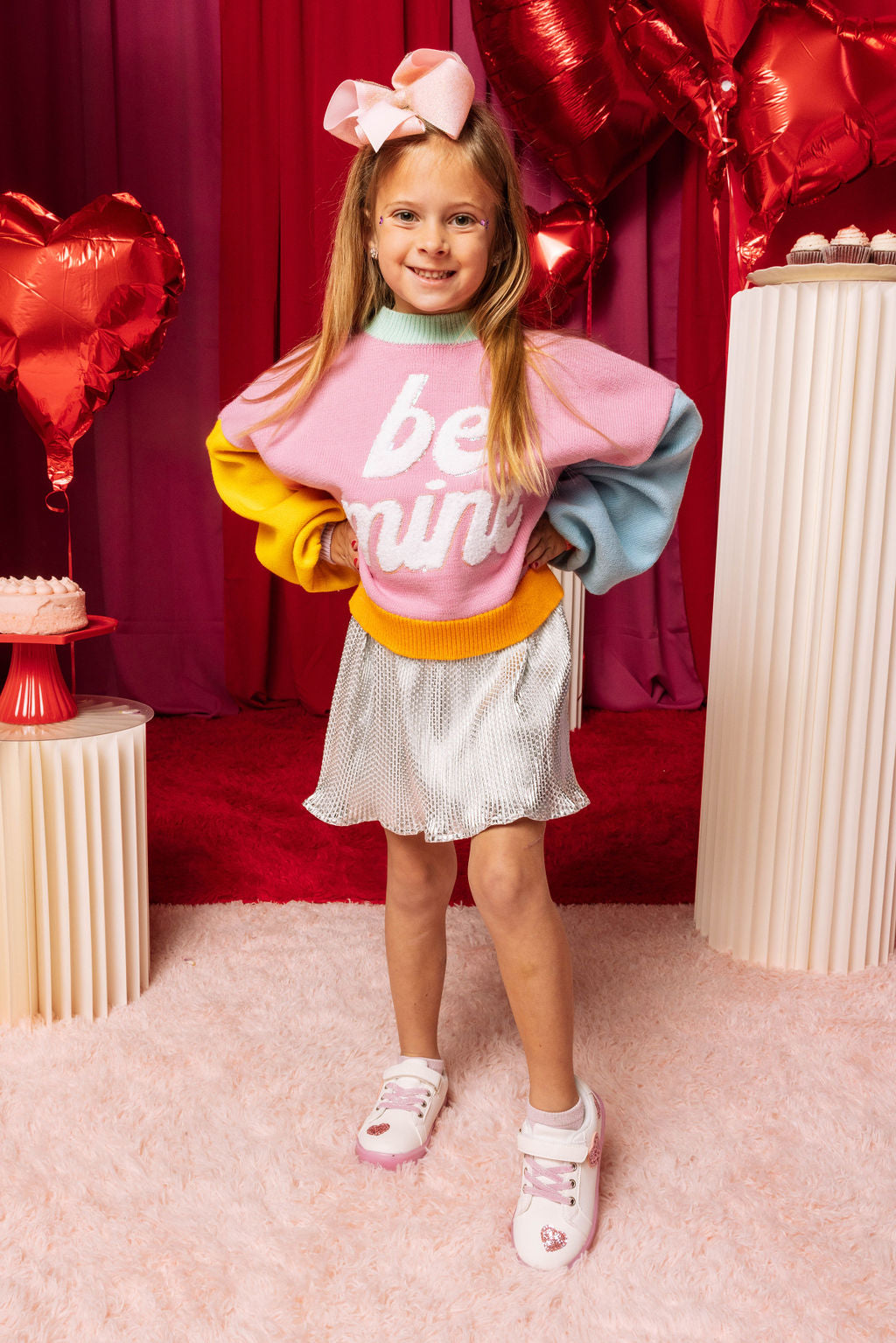 Kids Multi Pastel Colorblock Be Mine Sweater