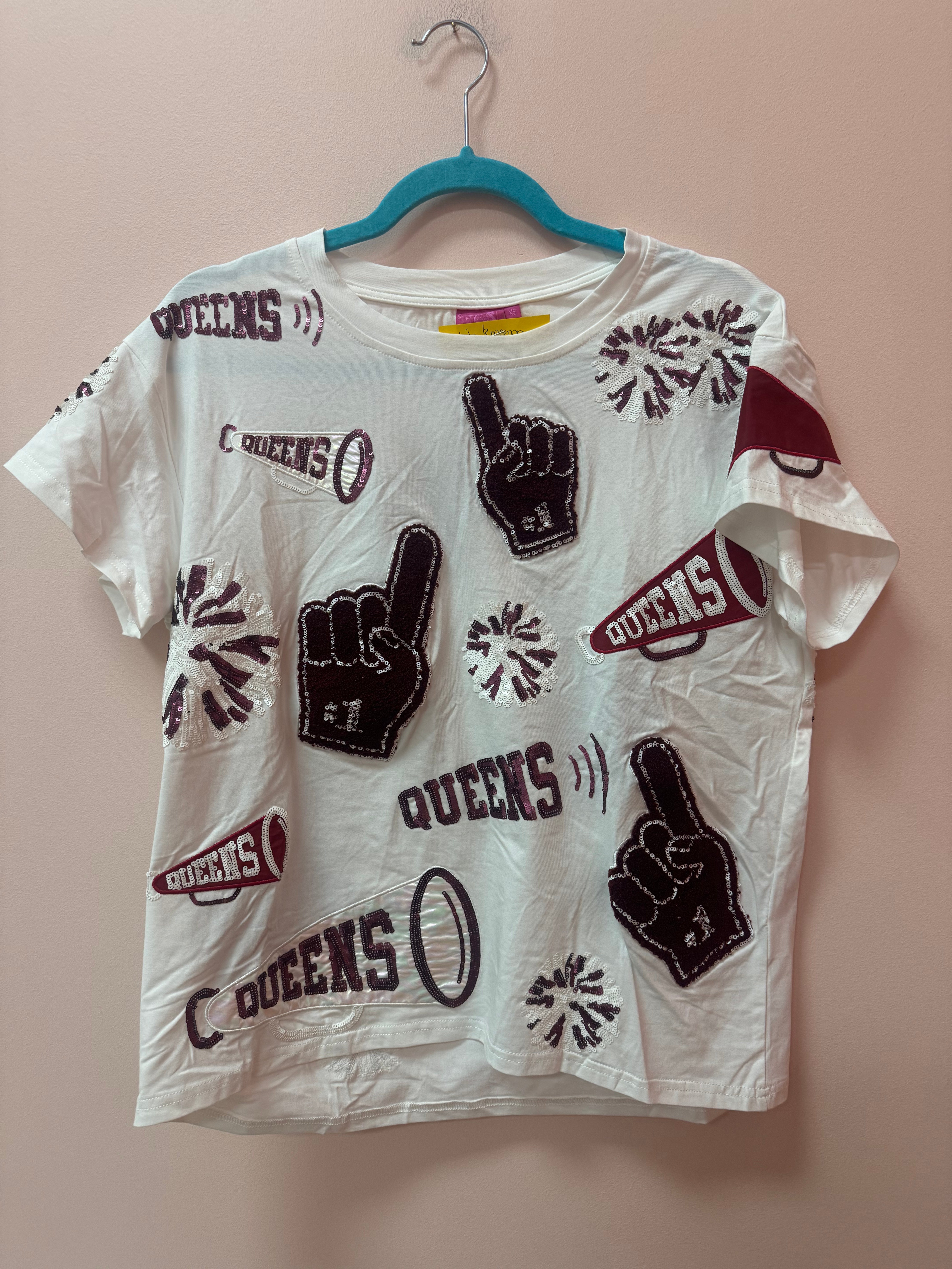 SAMPLE-WHITE & MAROON CHEERS ICON TEE