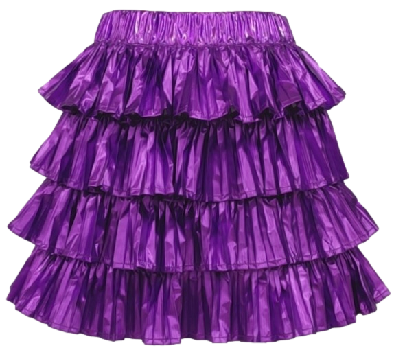 Electric Purple Metallic Pleat Ruffle Skort