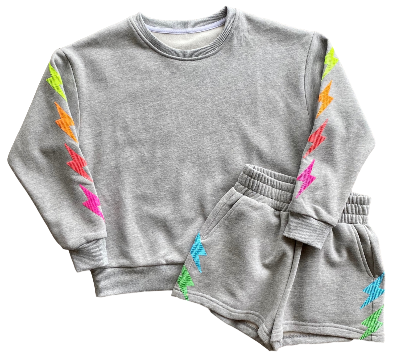 Grey/Neon Rainbow Lightning Shorts
