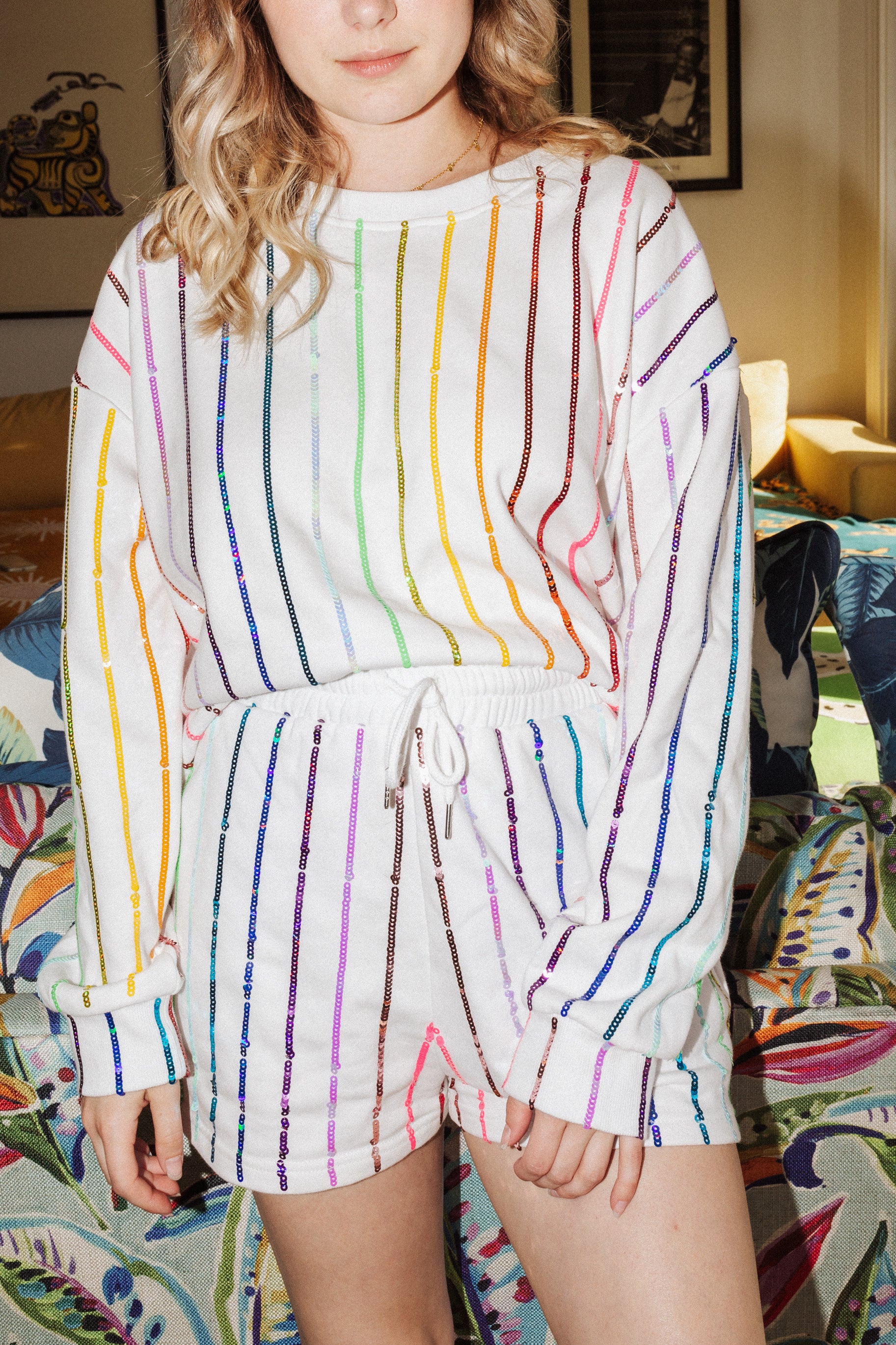 Rainbow Sequin Stripe Short