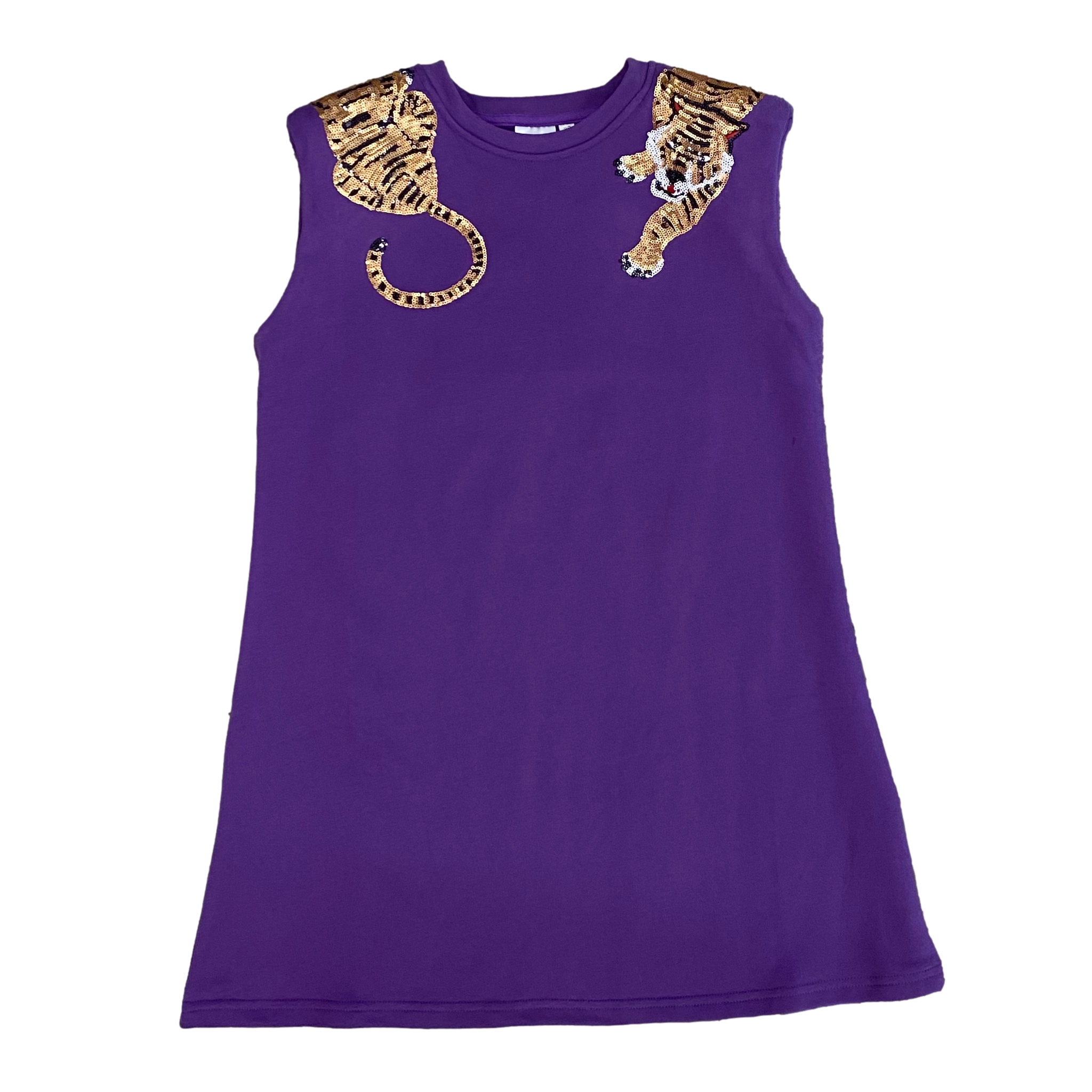 Purple Shoulder Pad Tiger Dress