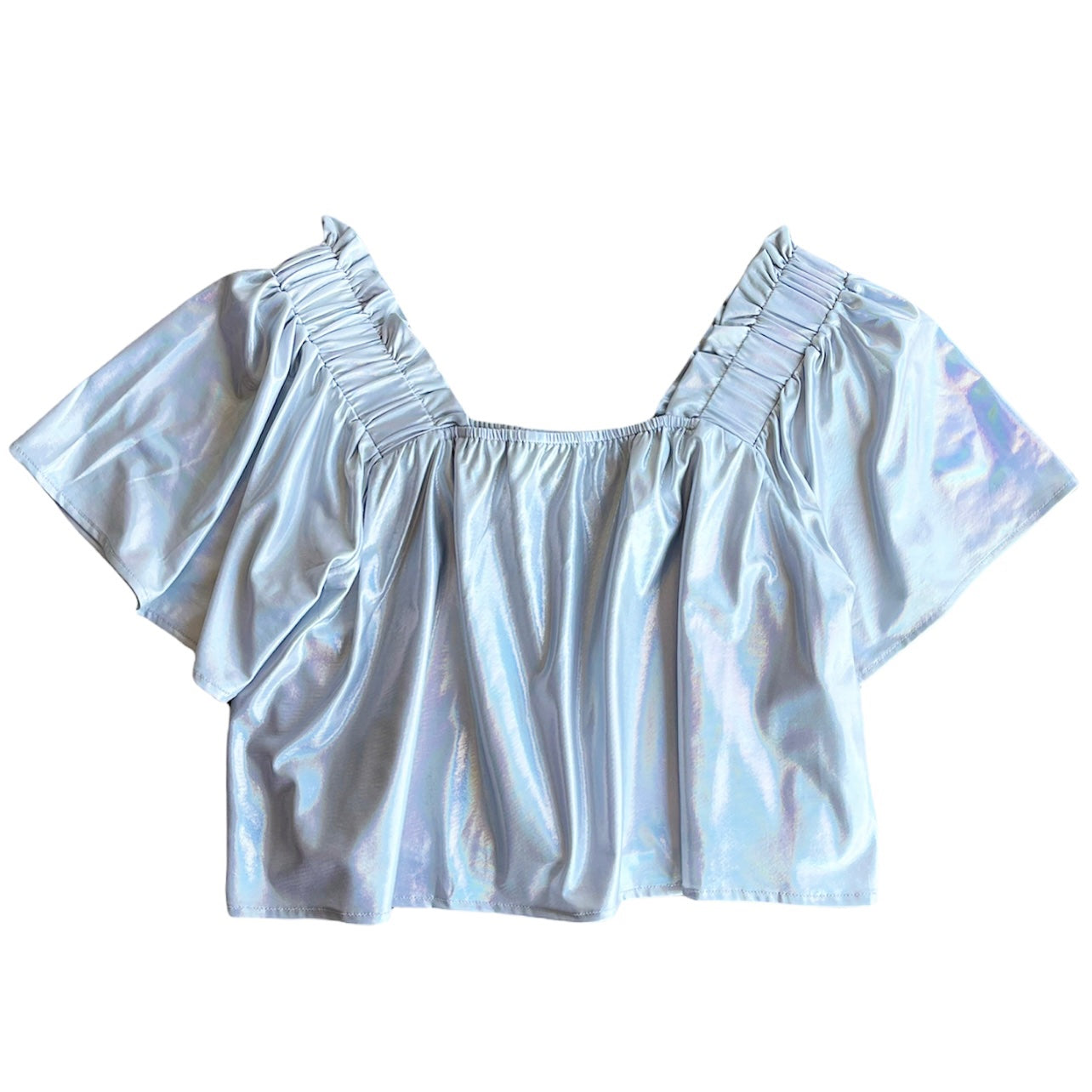 Silver Holographic Flutter Top