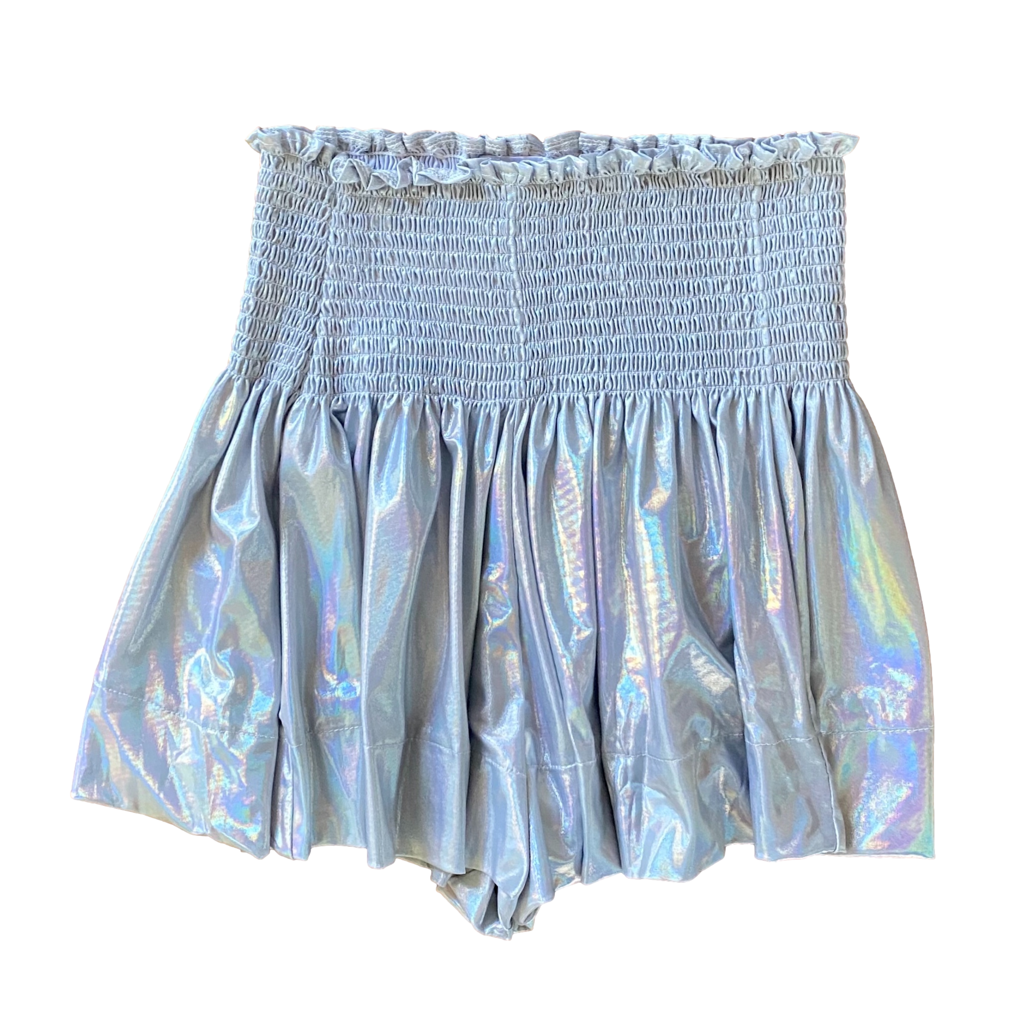 Silver Holographic Swing Shorts