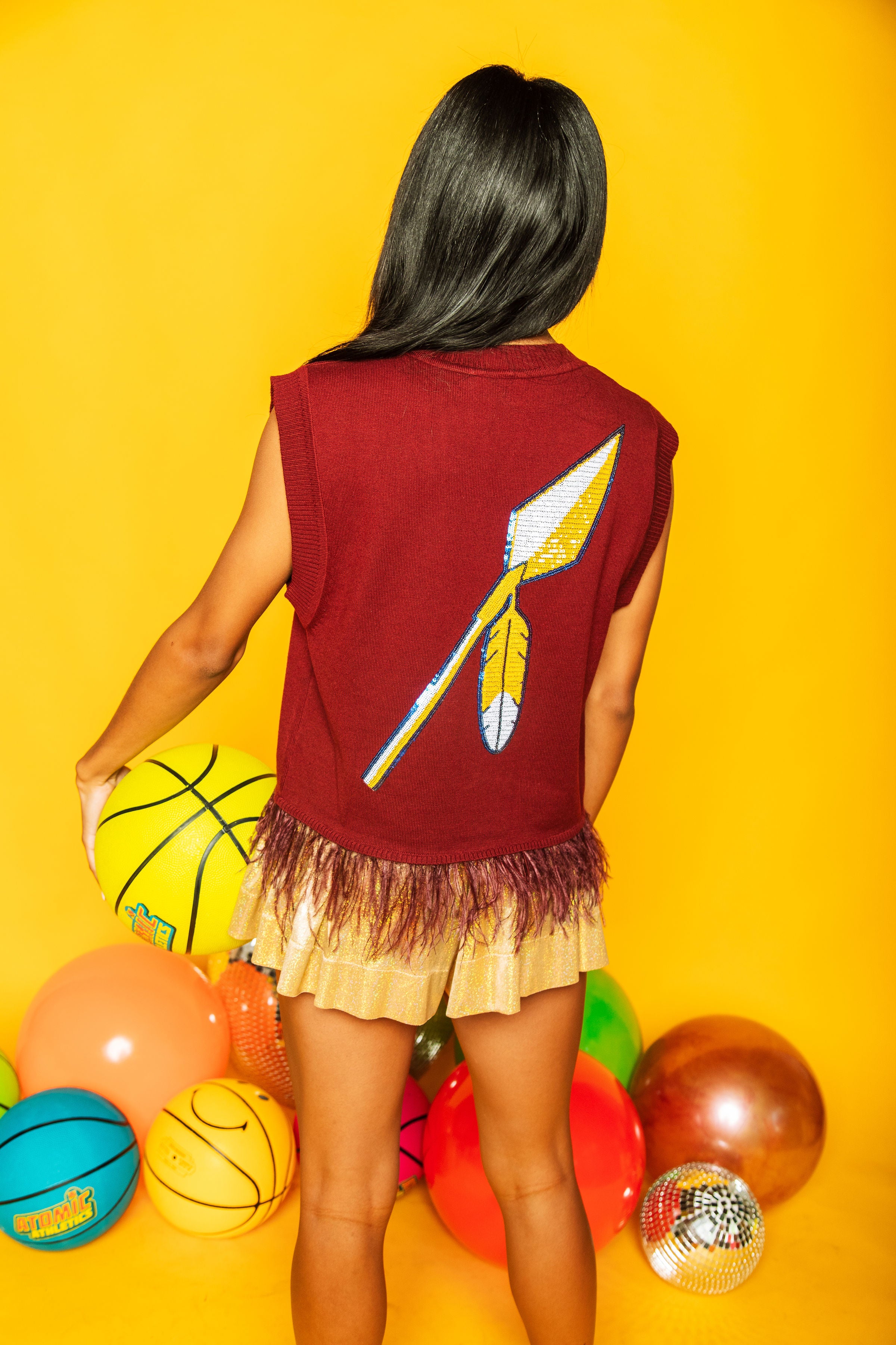 Spear Maroon Feather Sweater Tank