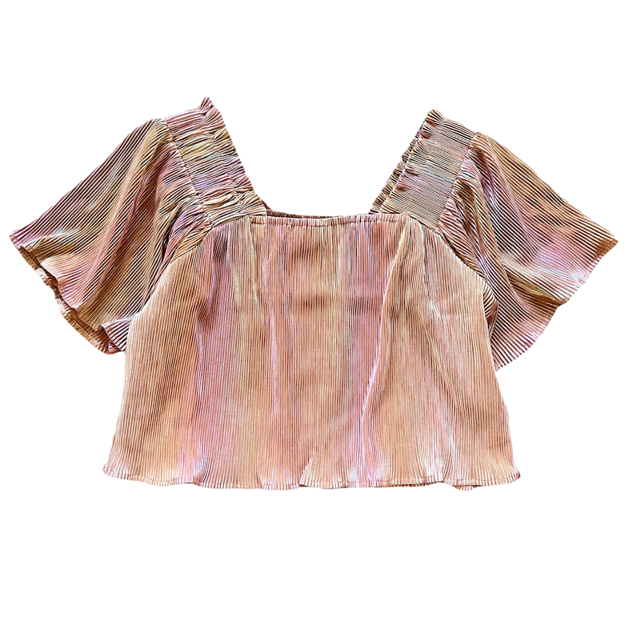 Caramel Pleat Flutter Top