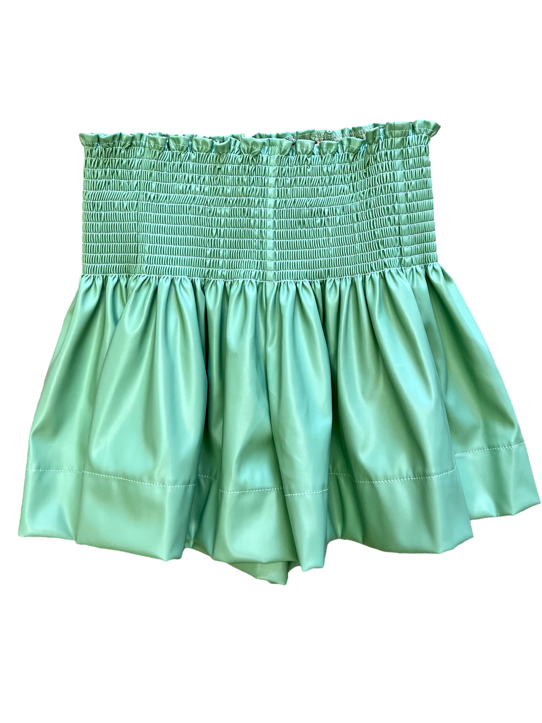 Apple Green Leather Swing Shorts