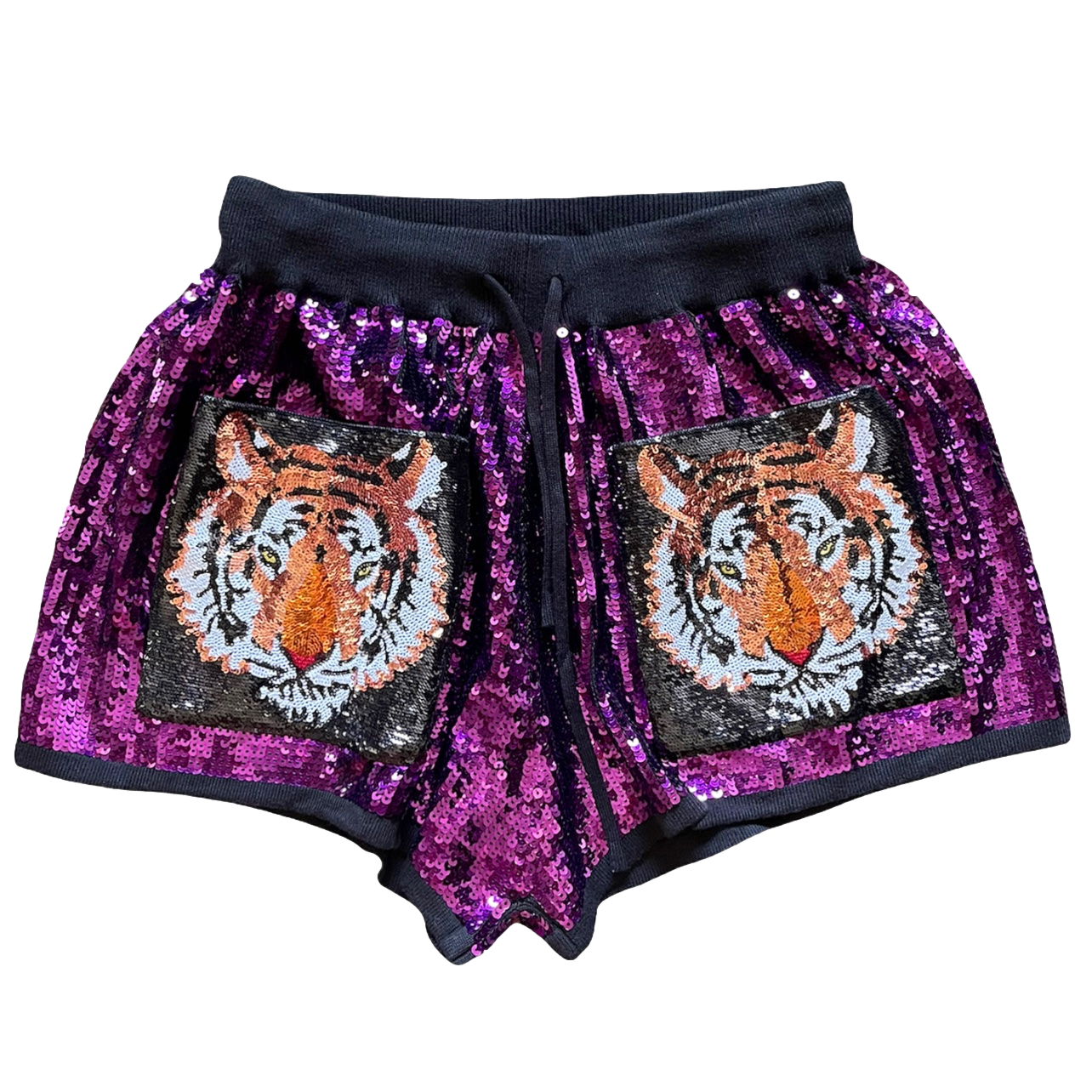 Purple Tiger Sequin Shorts
