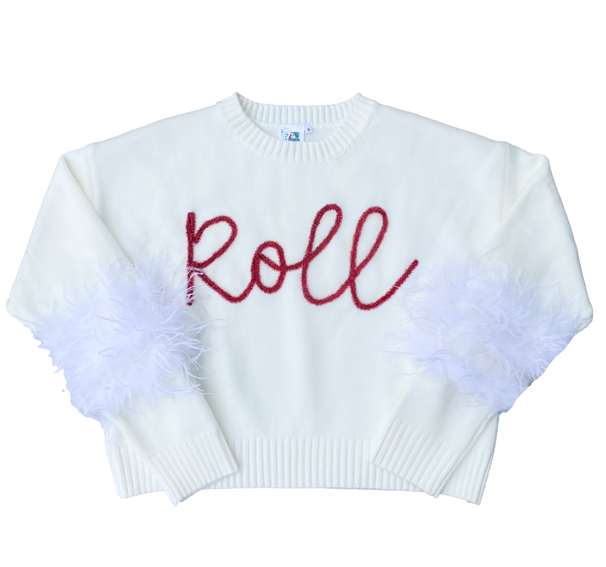 "Roll" Feather Sleeve Sweater- licensed