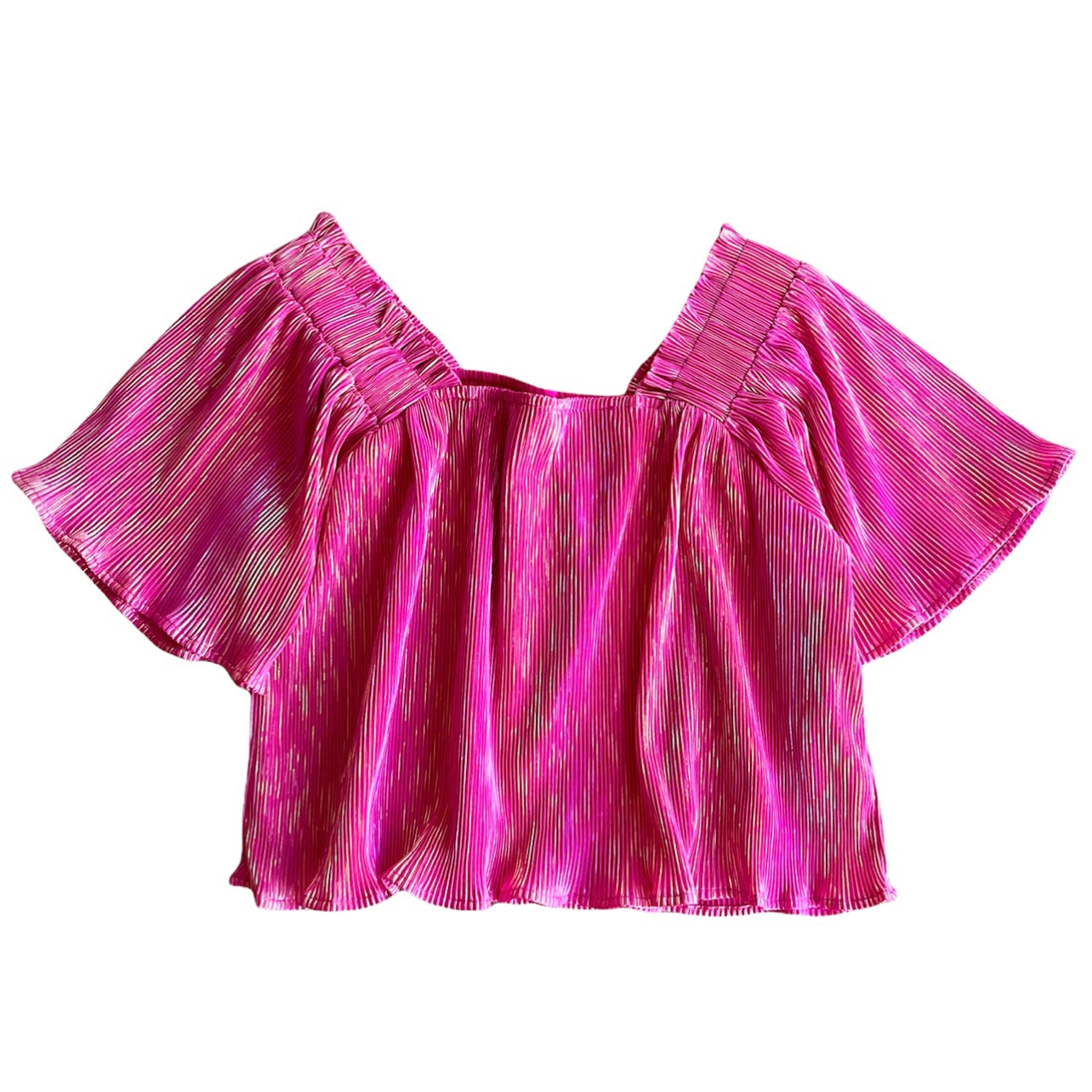 Hot Pink Pleat Flutter Top