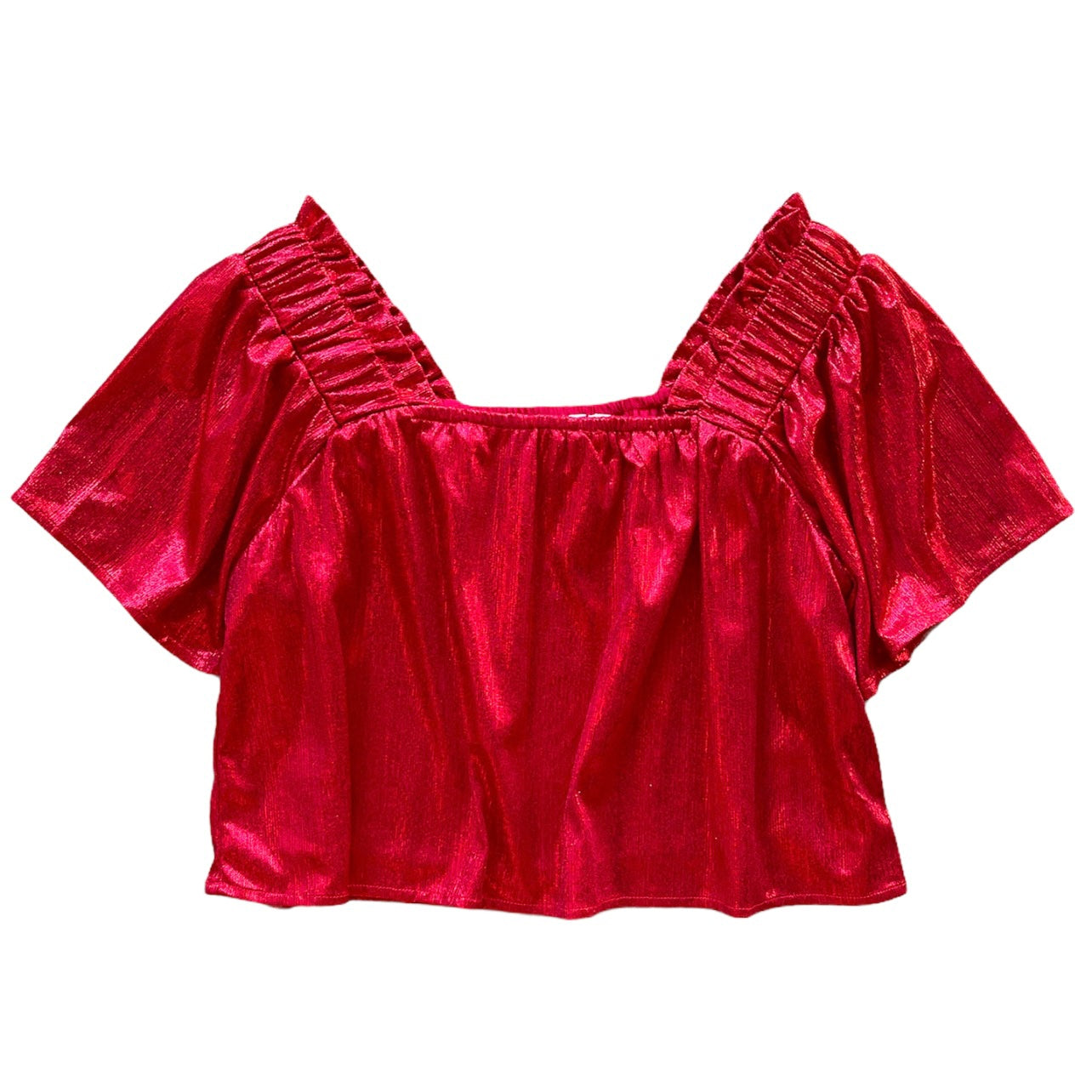 Red/Red Flutter Top