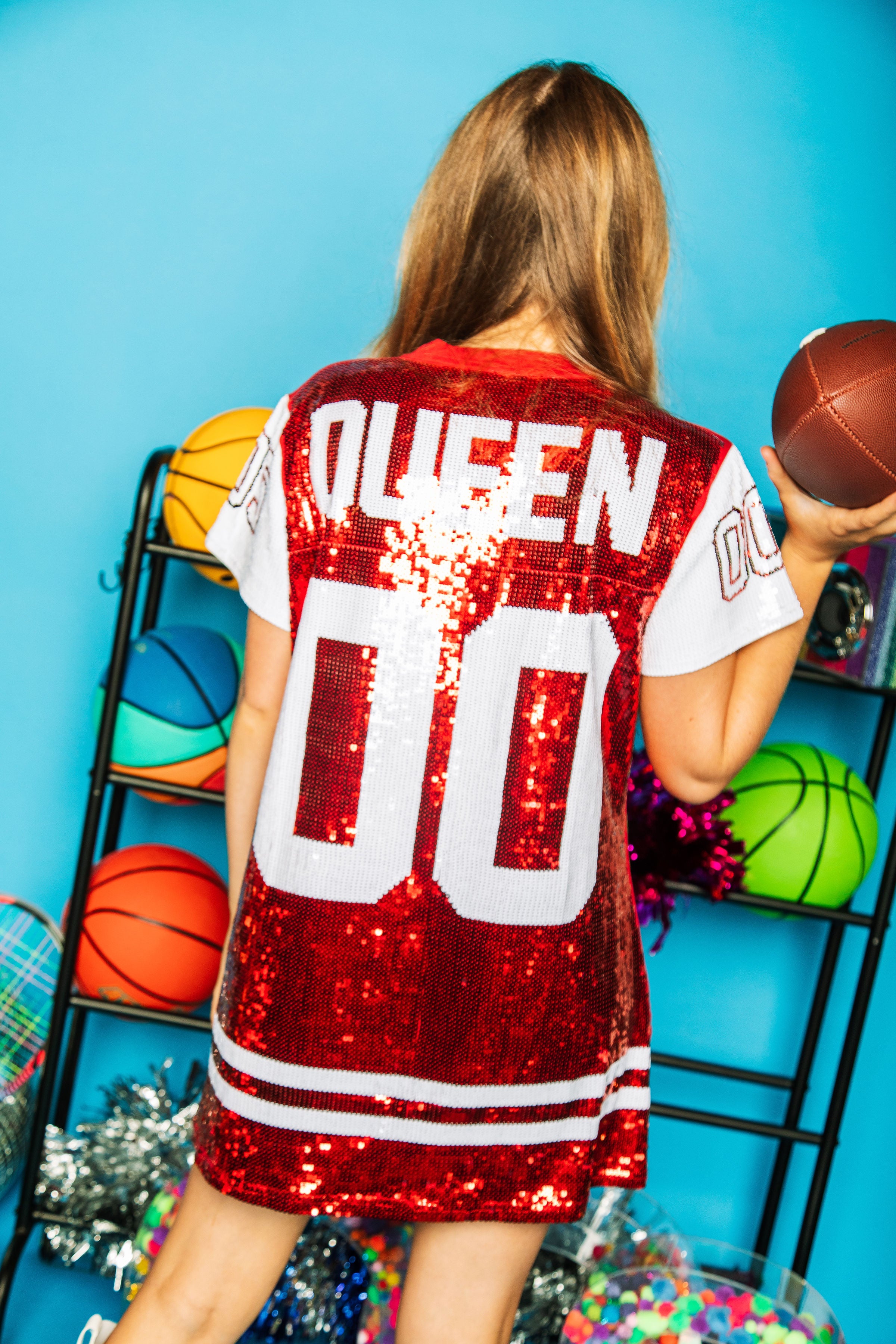White Baseball Jersey Queen of Sparkles Dress Extra Small