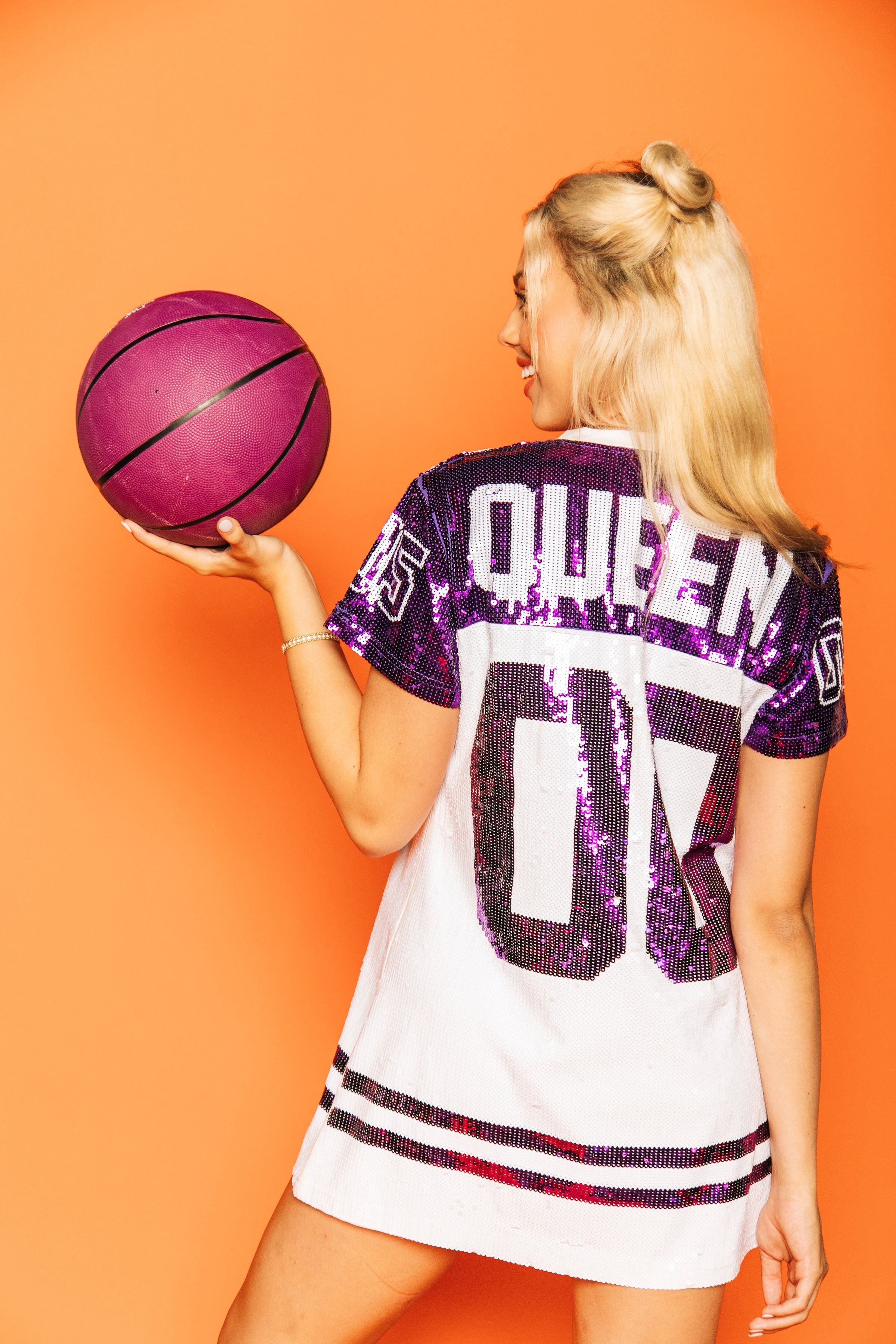 Purple & White Full Sequin Jersey Dress – Queen of Sparkles