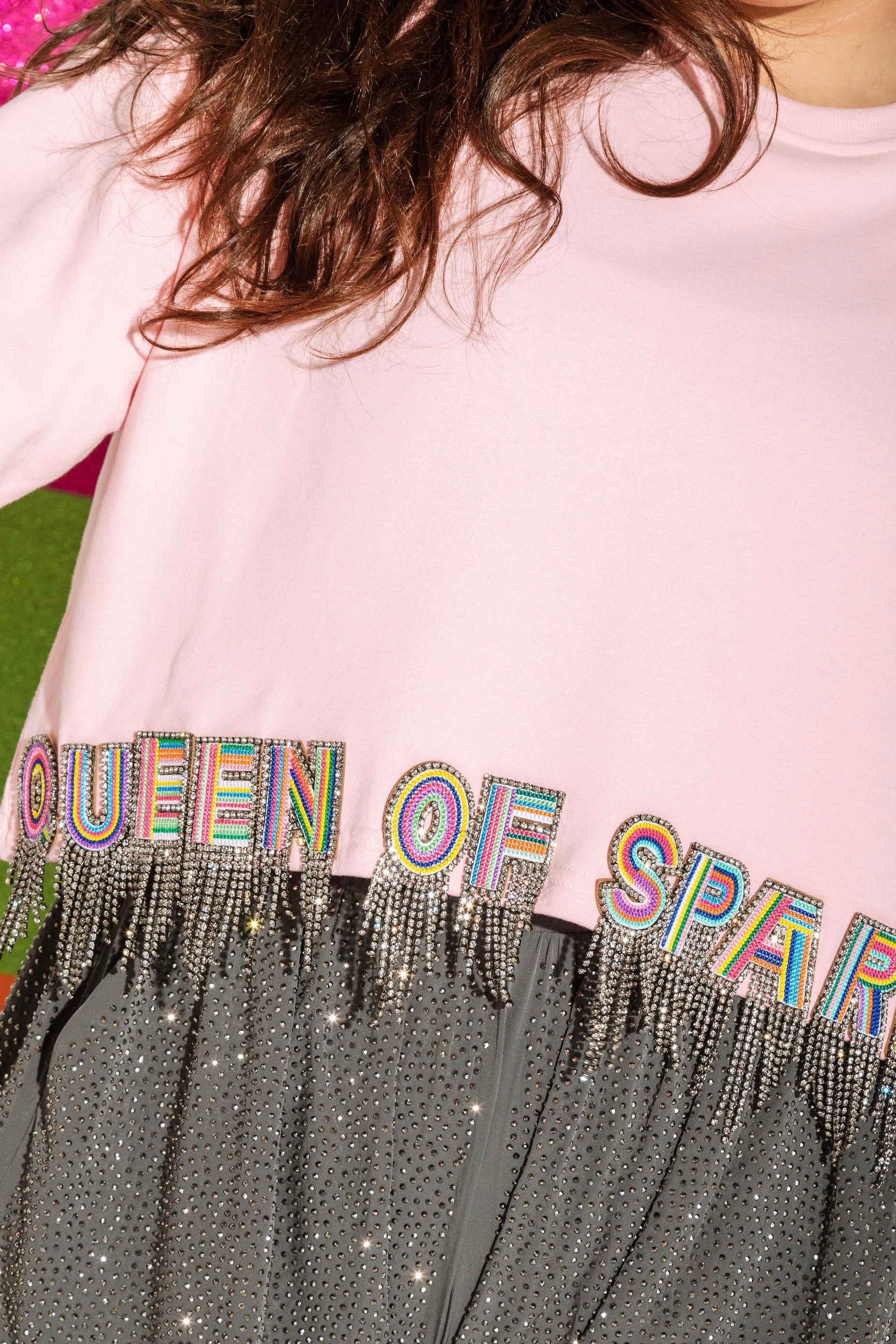Light Pink QOS Fringe Sweatshirt
