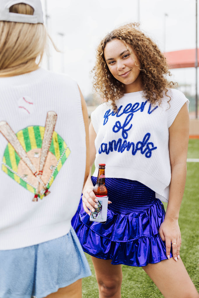 White Baseball Jersey Queen of Sparkles Dress Extra Small