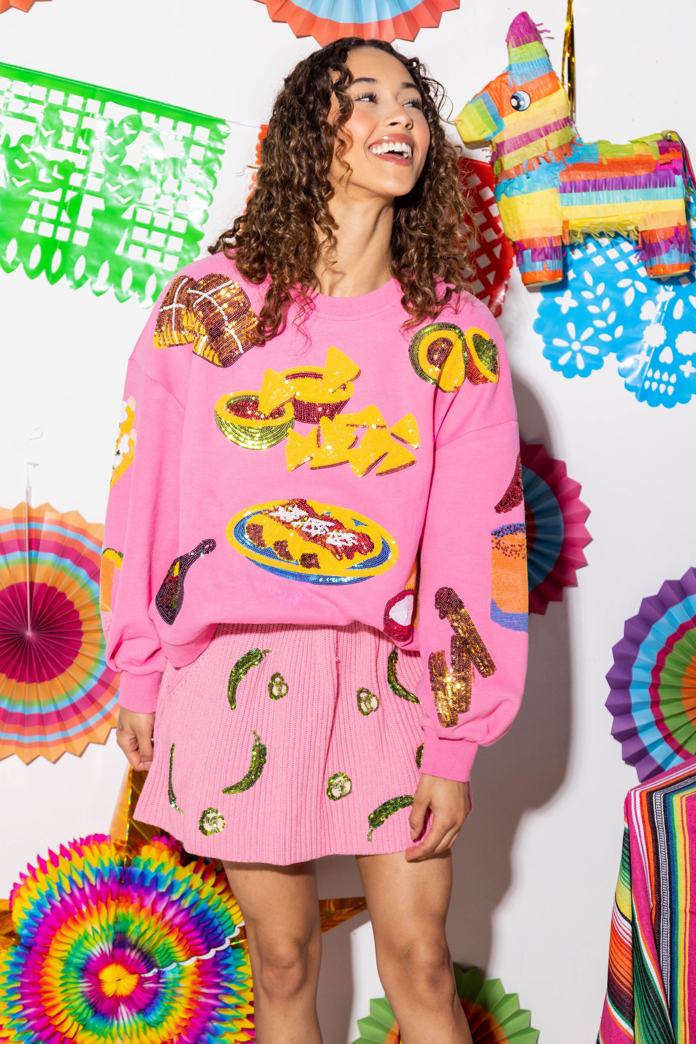 Hot Pink Mexican Food Sweatshirt