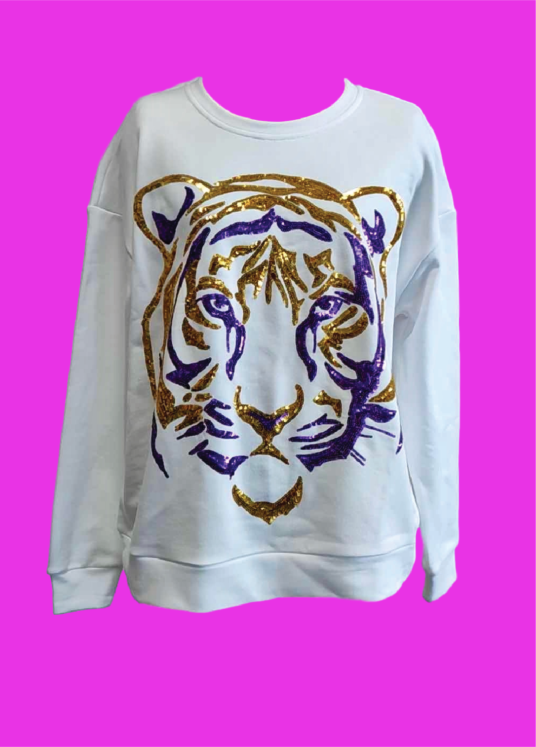 Purple & Gold Tiger Face Sweatshirt